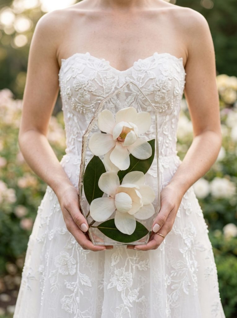 wedding preservation flowers in resin casting